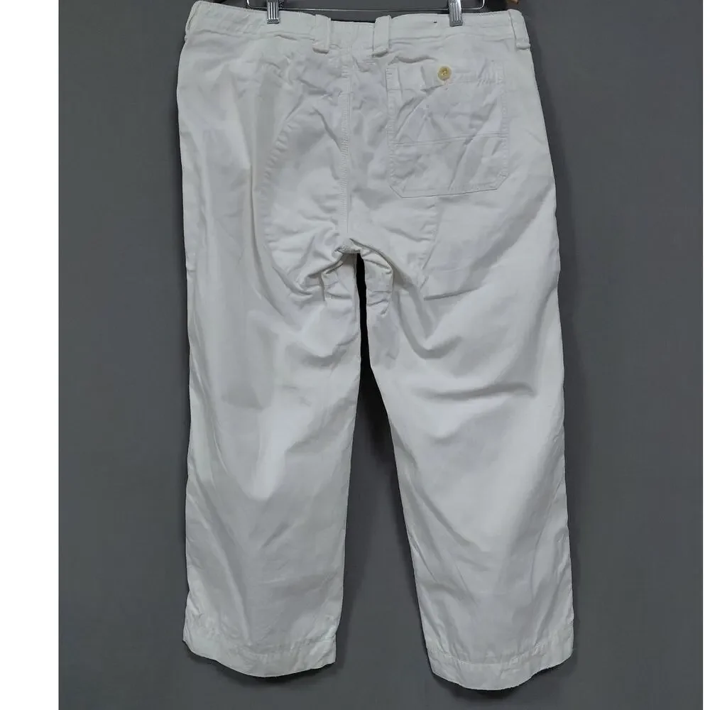 Polo by Ralph Lauren 100% Cotton Pants White Solid Woven Men Size 36 /30